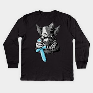 Clowns Are Evil - Black and White (and Blue) Kids Long Sleeve T-Shirt